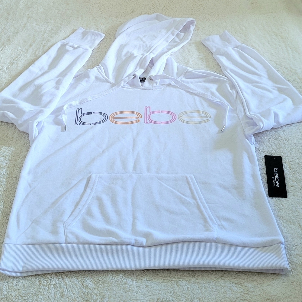 bebe Sport⛹️ "Neon Lites" Pullover Hoodie with Thumb👍 Holes - NWT - Picture 14 of 16